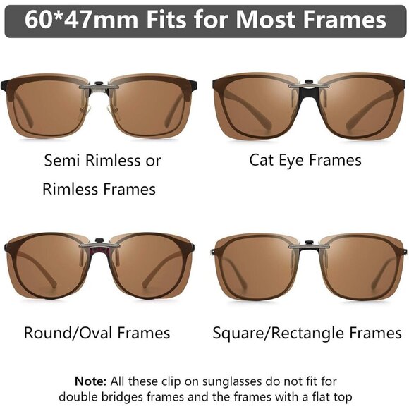 Polarized Clip On Sunglasses for Prescription Glasses Men Women Compact Fit UV main image 4